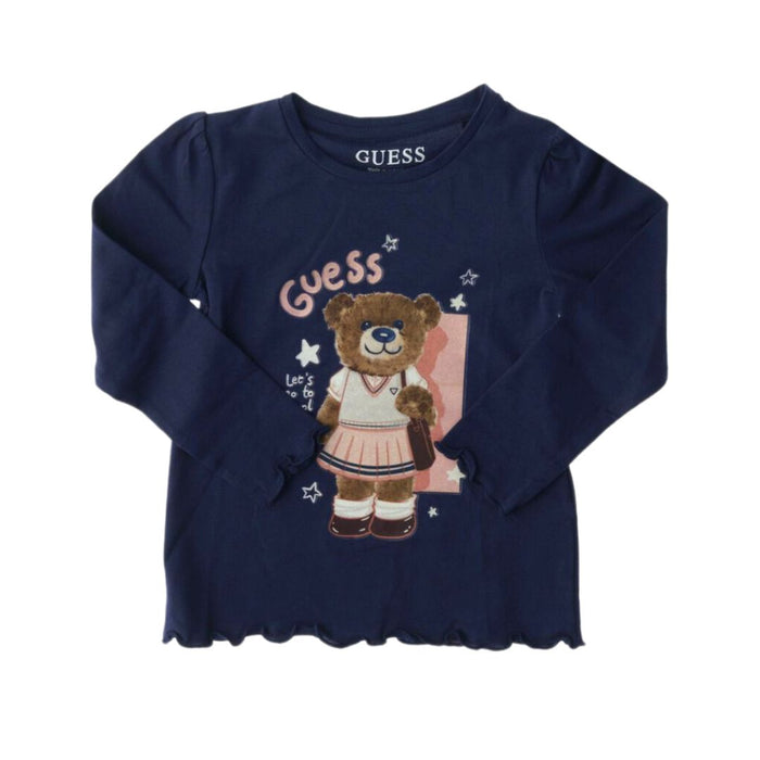Navy Puff Sleeve Teddy Top