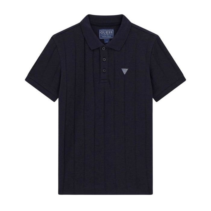 Navy Ribbed Polo Shirt