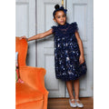 Navy Sequin Flower "Dominique" Dress