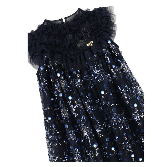 Navy Sequin Flower "Dominique" Dress