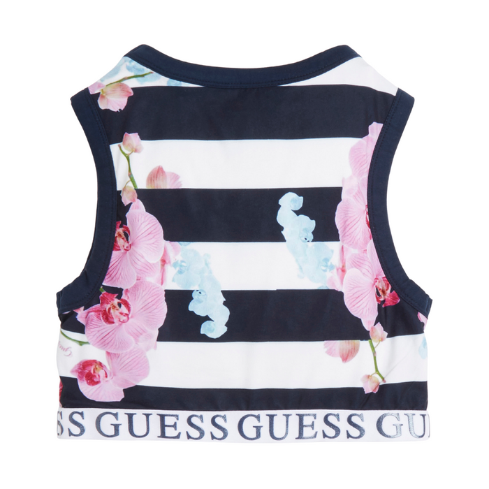 Navy Stripe Floral Crop Top
