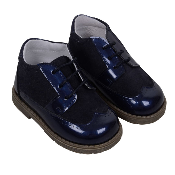Navy Suede & Patent Boots