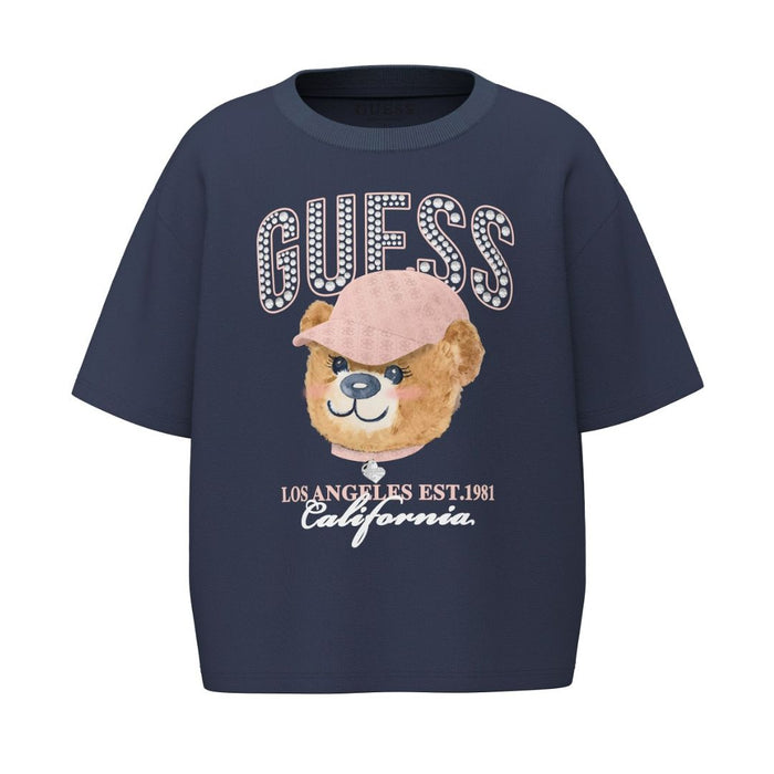 Navy Teddy & Diamanté Logo T-Shirt