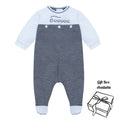 Navy & White Striped Babygrow