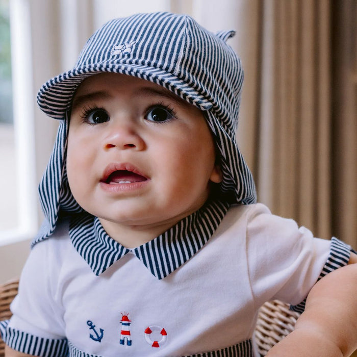 Navy & White Striped Sun Hat