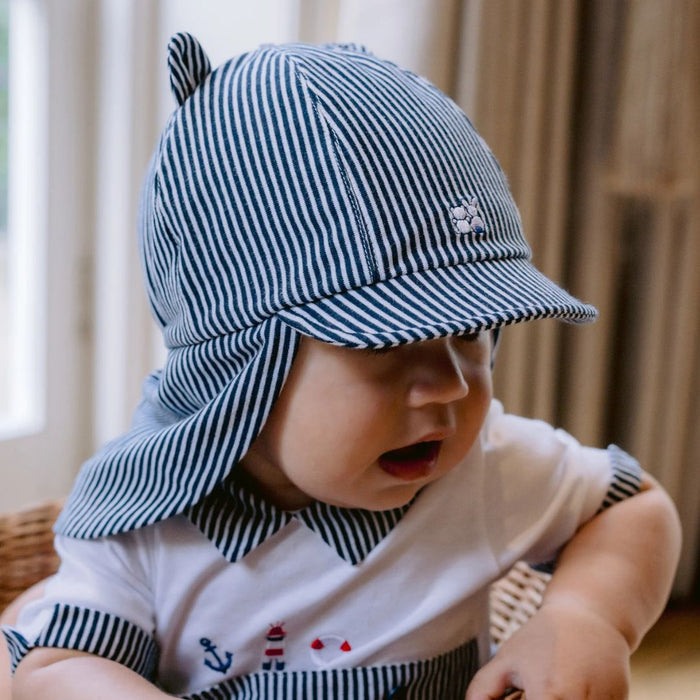 Navy & White Striped Sun Hat