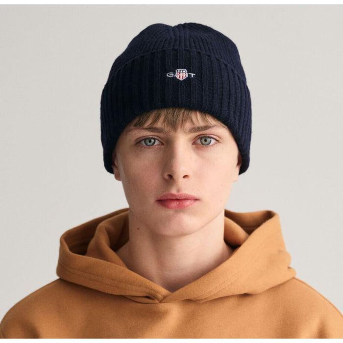 Navy Wool Blend Beanie