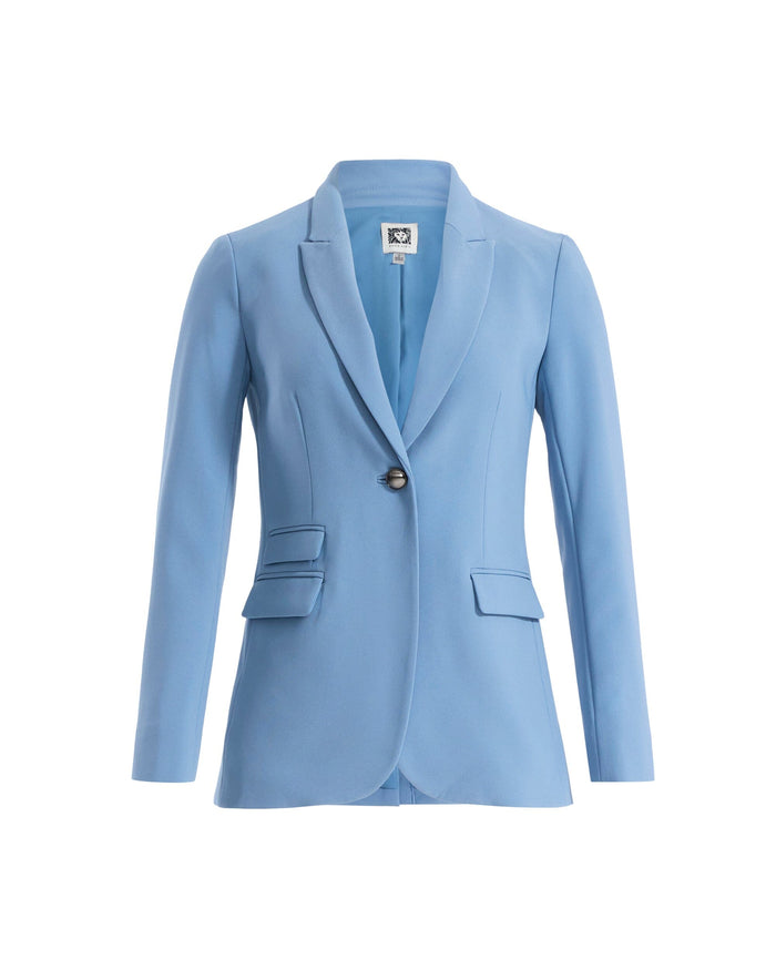 Anne Klein DUTCH BLUE One-Button Notch Lapel Jacket