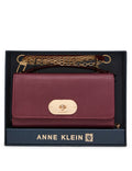 Anne Klein DEEP MERLOT Oval Turnlock Boxed Wallet on Chain