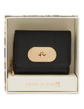 Anne Klein BLACK Oval Turnlock Flap Wallet