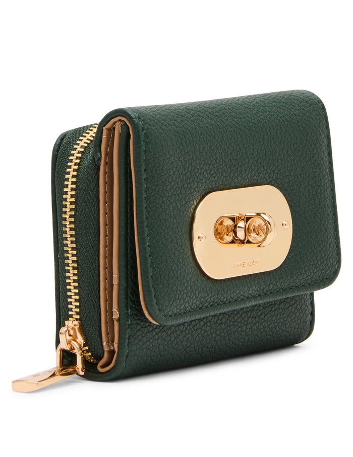 Anne Klein Oval Turnlock Flap Wallet