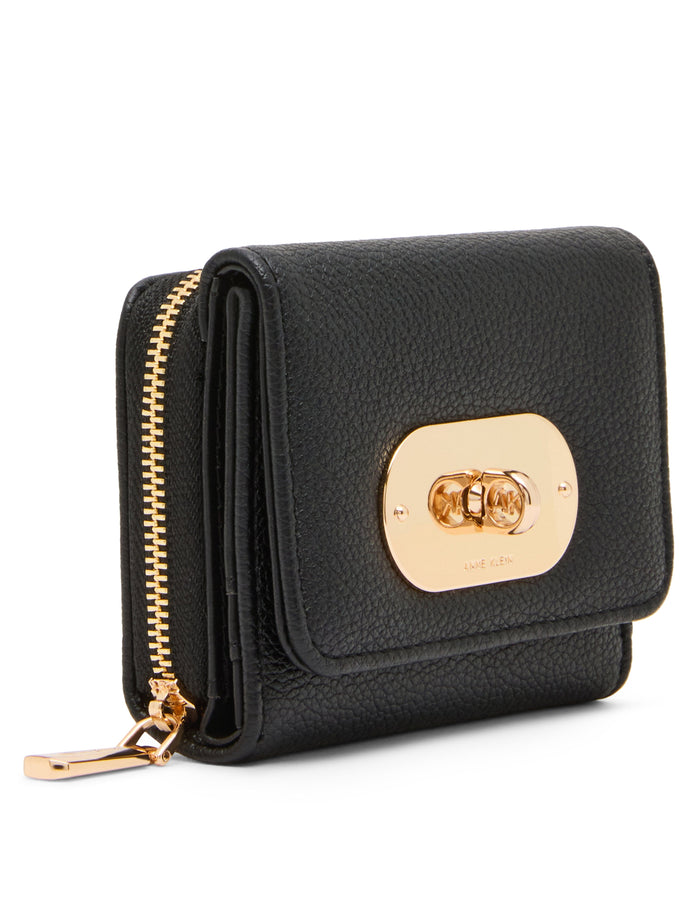 Anne Klein Oval Turnlock Flap Wallet