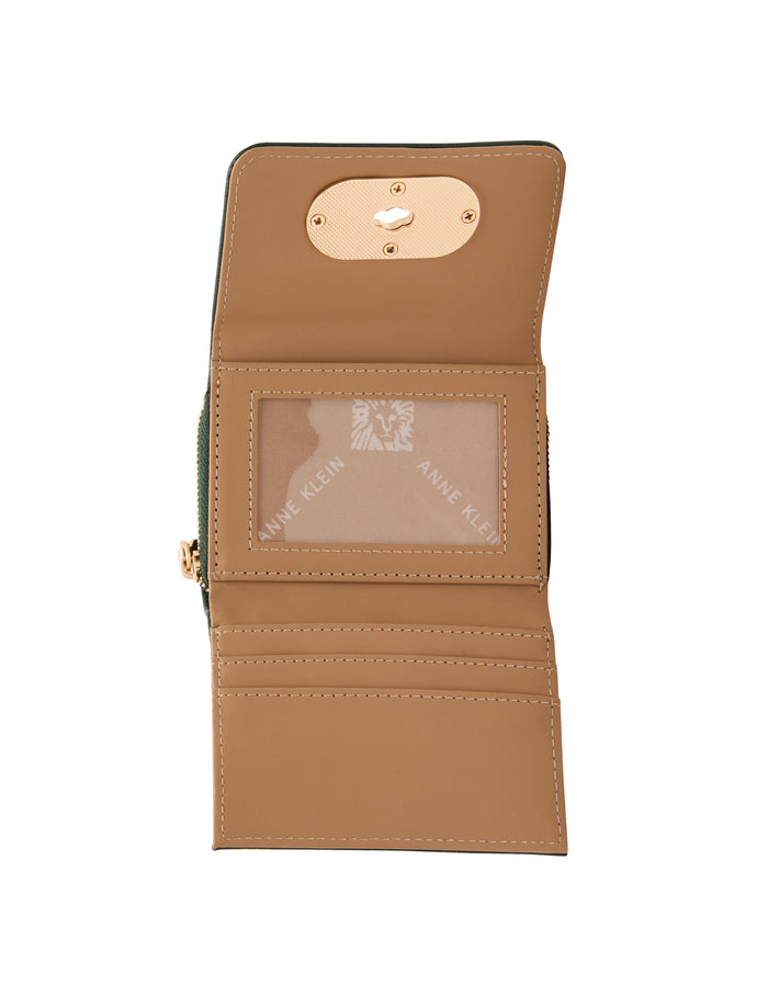 Anne Klein Oval Turnlock Flap Wallet