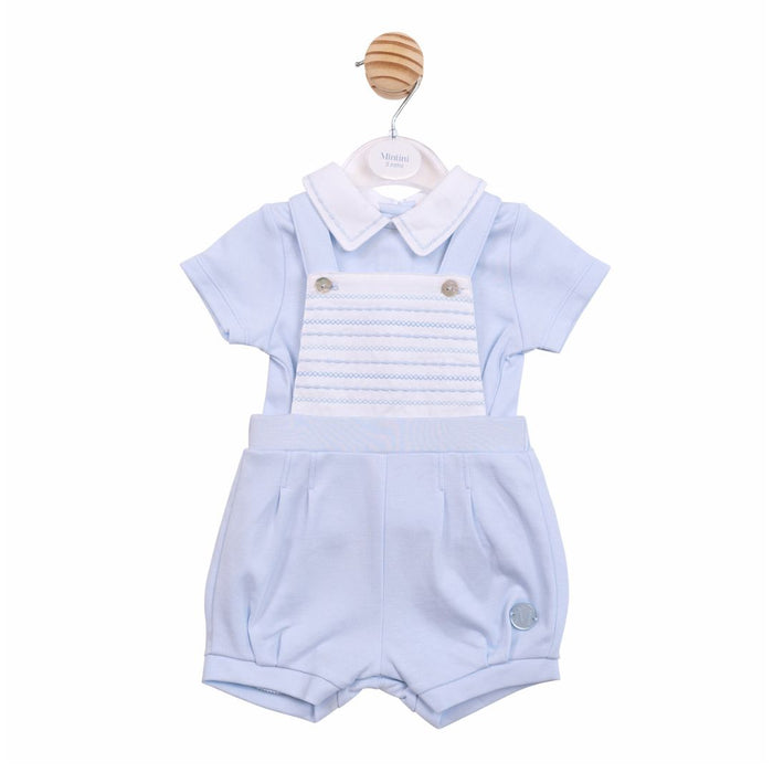 Pale Blue Dungaree Shorts Set