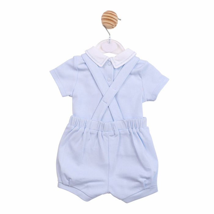Pale Blue Dungaree Shorts Set