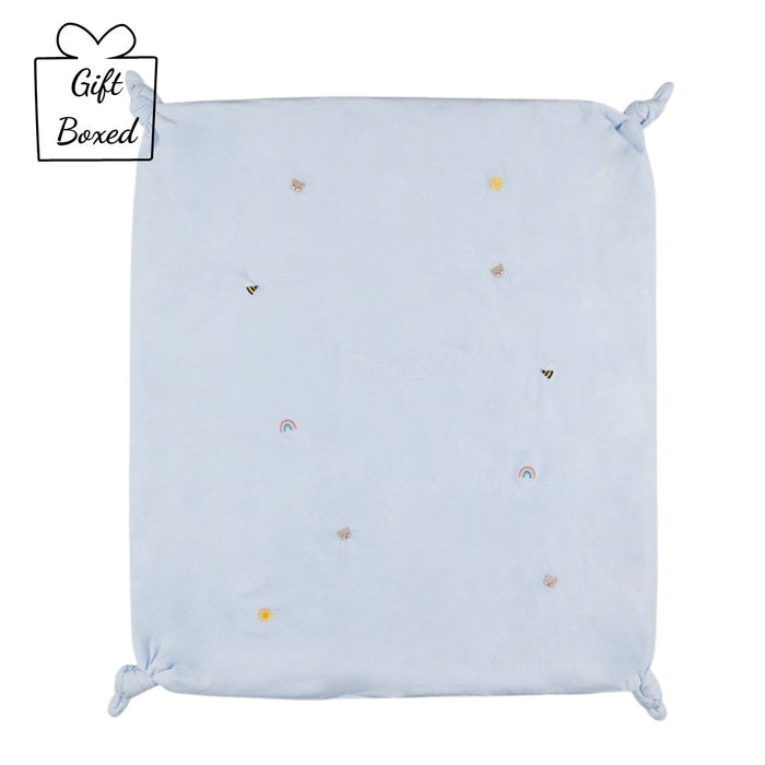 Pale Blue Embroidered Blanket