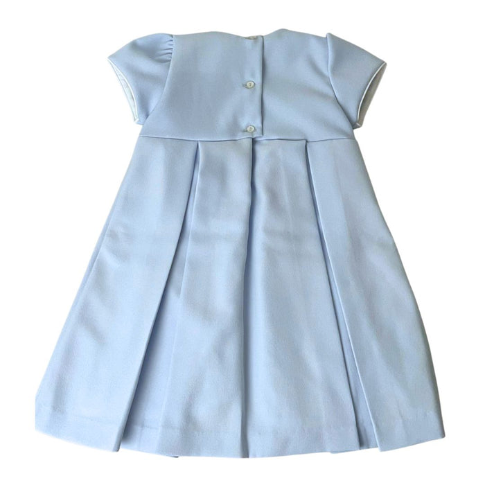 Pale Blue Embroidered Pleat Dress, Coat & Hat