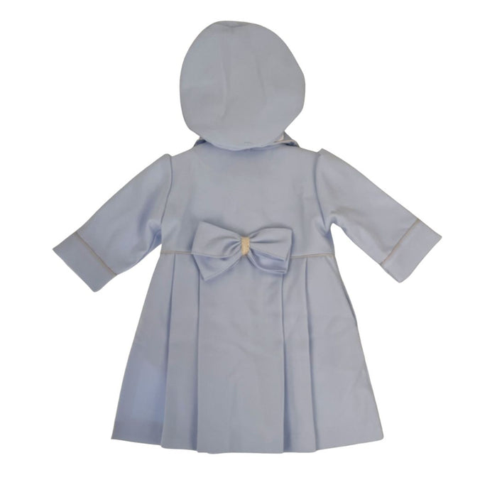 Pale Blue Embroidered Pleat Dress, Coat & Hat