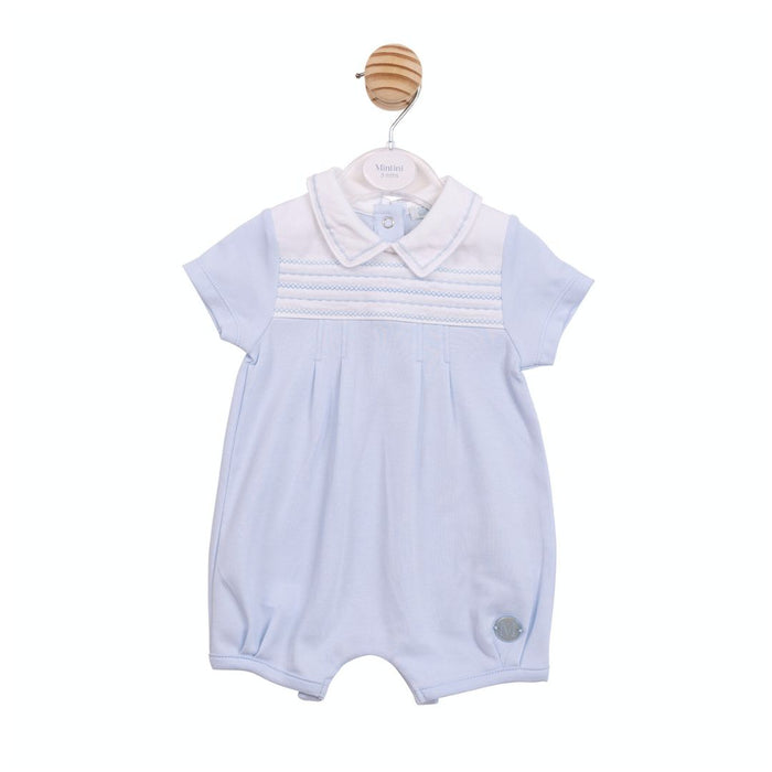 Pale Blue Embroidered Romper