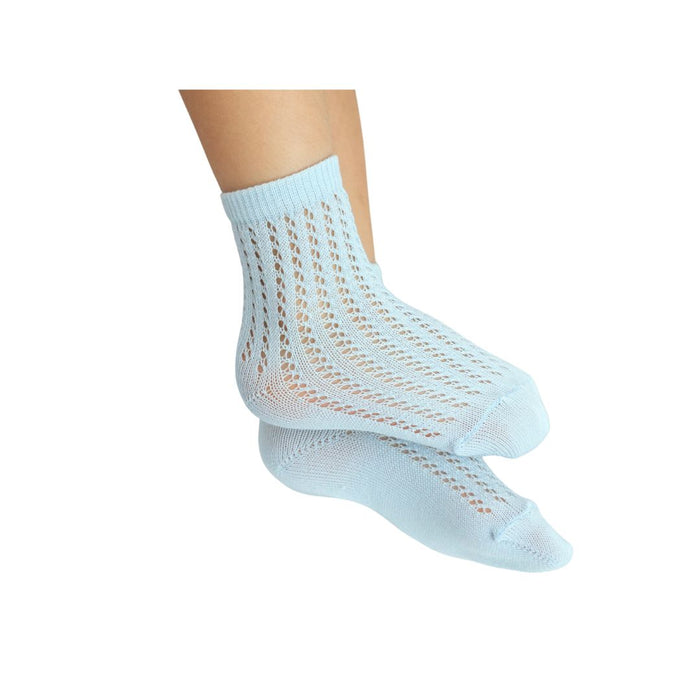 Pale Blue Openwork Ankle Socks