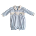Pale Blue Smocked & Rocking Horse Romper