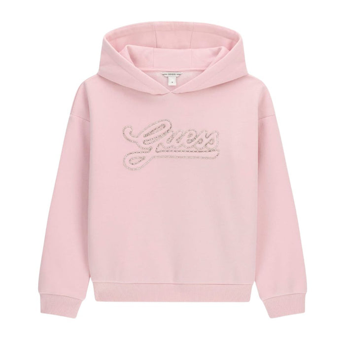 Pale Pink Diamanté Chain Logo Hoodie