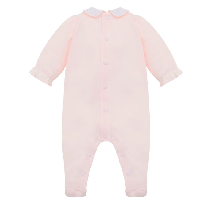 Pale Pink Floral Panel Babygrow & Hat