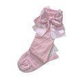 Pale Pink Satin Bow Knee High Socks