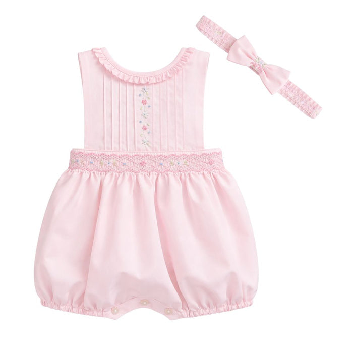 Pale Pink Smocked Romper & Headband