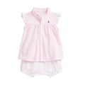 Pale Pink Striped Top & Bloomers Set