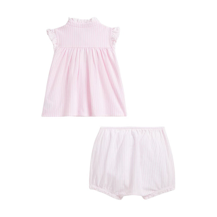 Pale Pink Striped Top & Bloomers Set