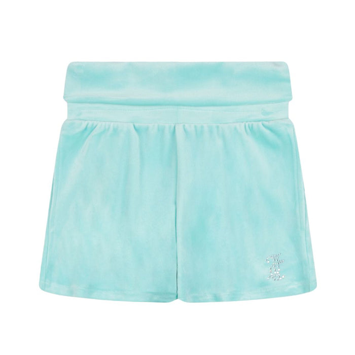 Pale Turquoise Fold Over Waist Shorts