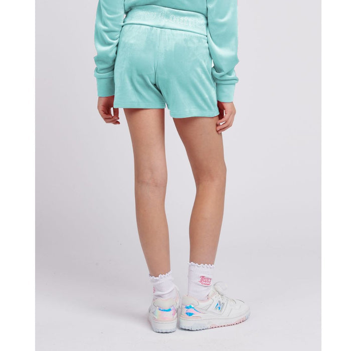 Pale Turquoise Fold Over Waist Shorts