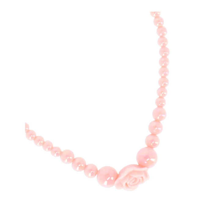 Peach Rose & Bead Necklace