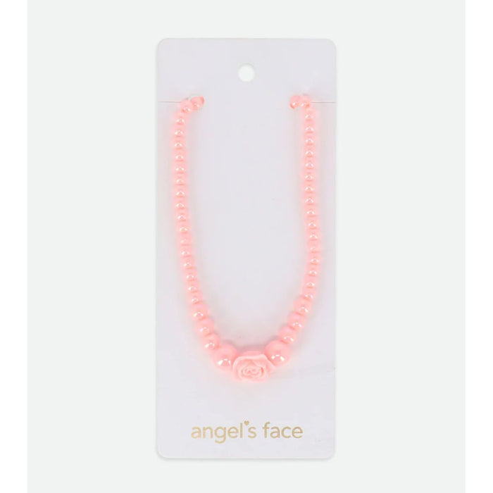 Peach Rose & Bead Necklace