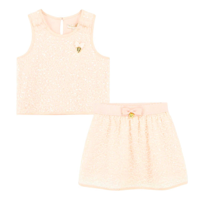 Peach Sequin 'Sinead' Skirt Set