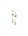 Anne Klein Gold Tone Pearl and Crystal Trio Pierced Earring Set