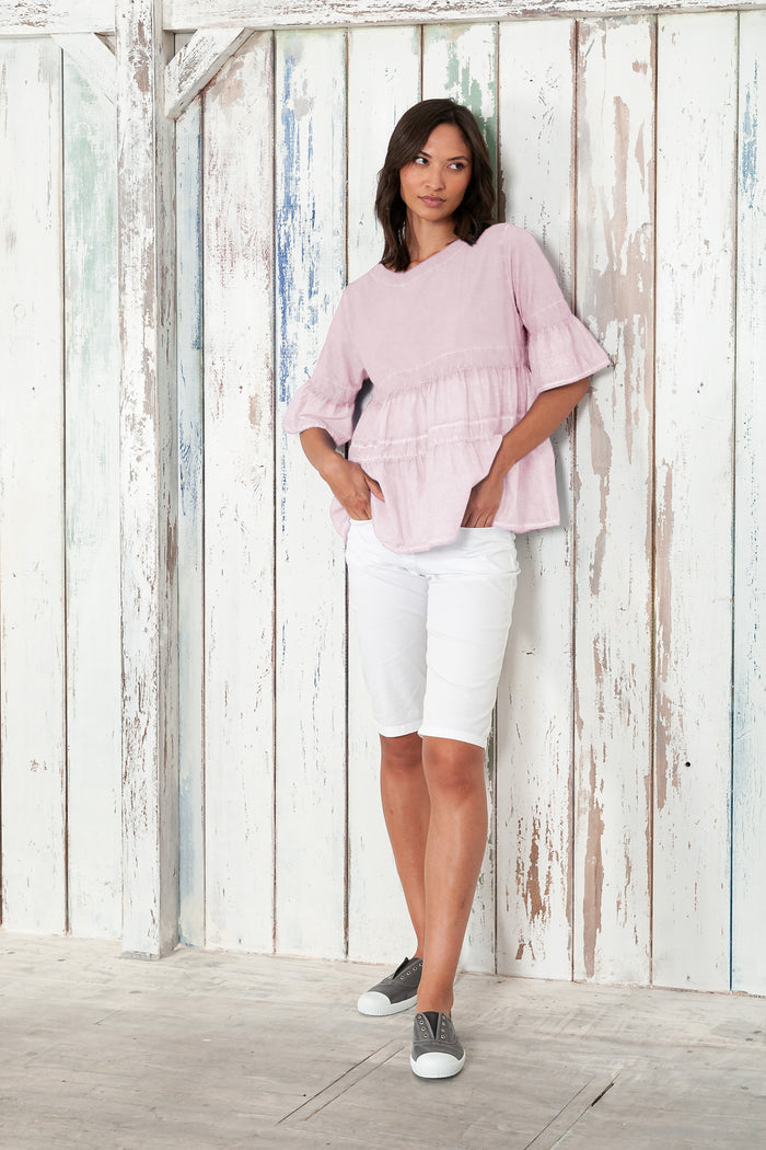 Pep T-Shirt - Women's Short Sleeve Peplum T-Shirt - Rose