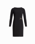 Anne Klein ANNE BLACK Petite Accent Waist Long Sleeve Boat Neck Sheath Dress