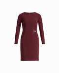 Anne Klein BAROLO Petite Accent Waist Long Sleeve Boat Neck Sheath Dress