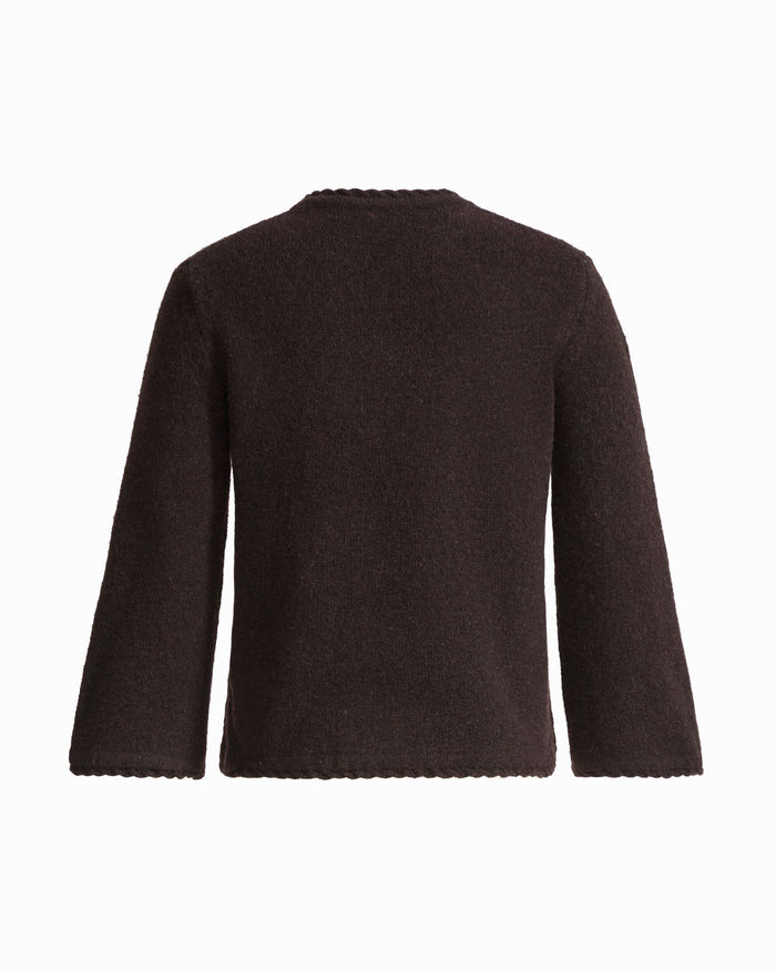 Anne Klein Petite Braided Trim Bell Sleeve Crew Neck Sweater