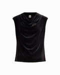 Anne Klein ANNE BLACK Petite Cowl Neck Extended Shoulder Sleeveless Knit Top