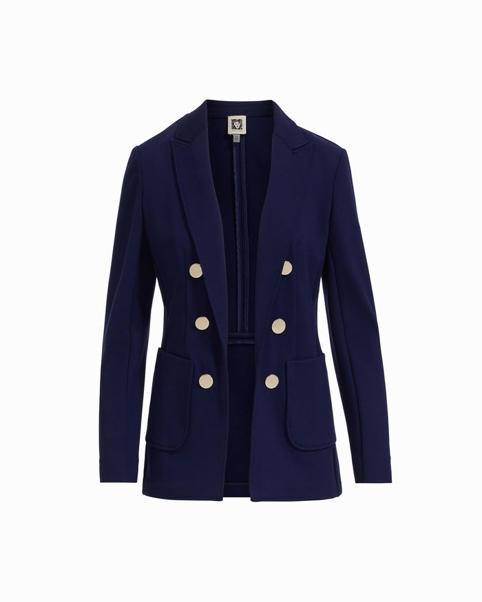 Anne Klein DISTANT MOUNTAIN Petite Faux Double Breasted Jacket With Patch Pockets
