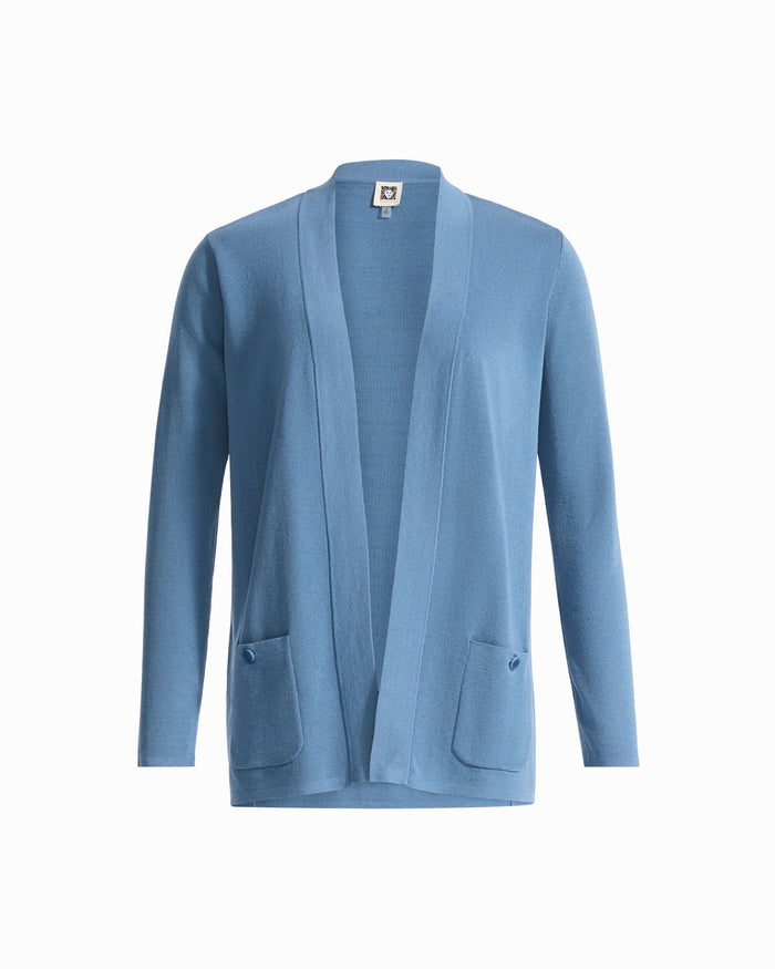 Anne Klein DUTCH BLUE Petite Malibu Kissing Front V-Neck Long Sleeve Cardigan