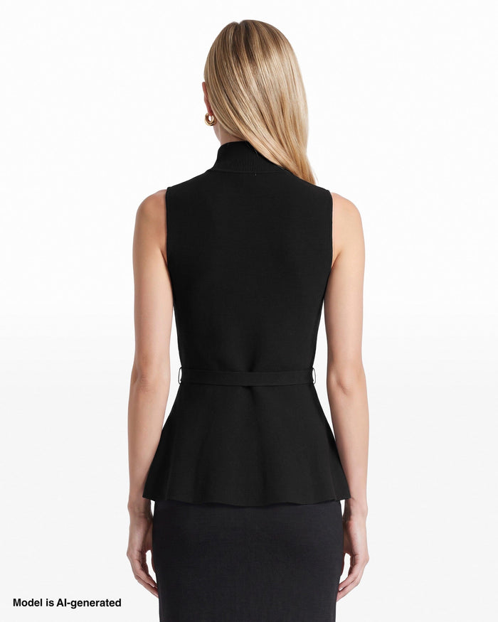 Anne Klein Petite Mock Neck Peplum Sweater Top