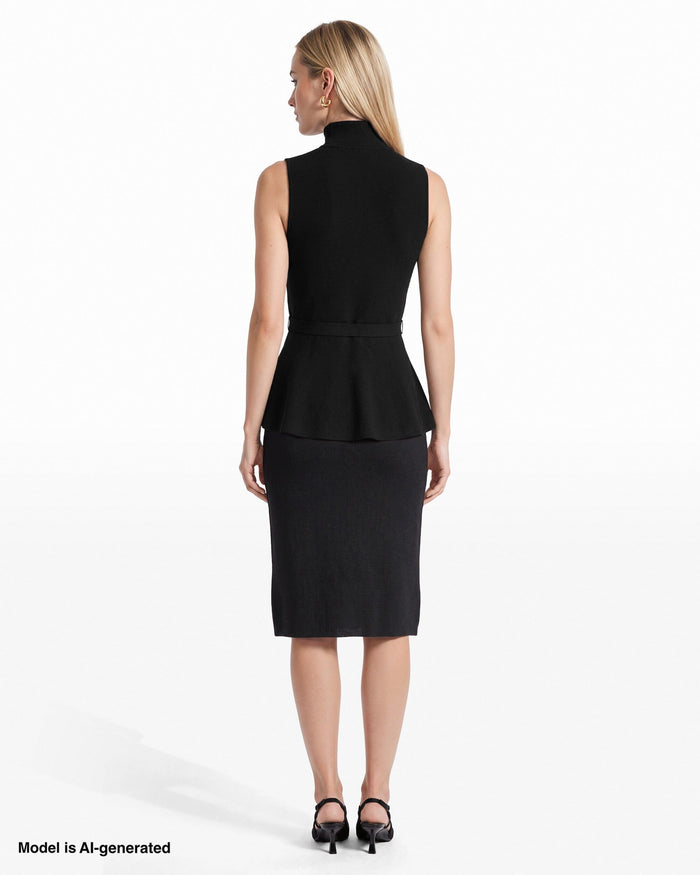 Anne Klein Petite Mock Neck Peplum Sweater Top