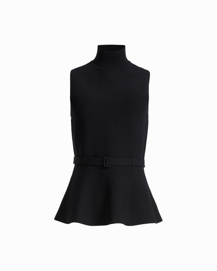 Anne Klein ANNE BLACK Petite Mock Neck Peplum Sweater Top