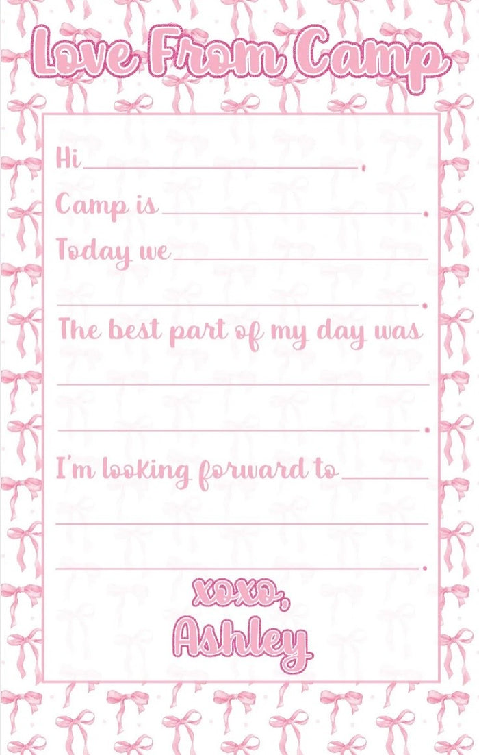 Pink Bows Personalized Fill in Notepad