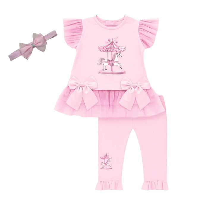 Pink Carousel Legging Set & Headband