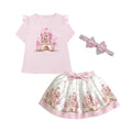 Pink Castle Skirt Set & Headband